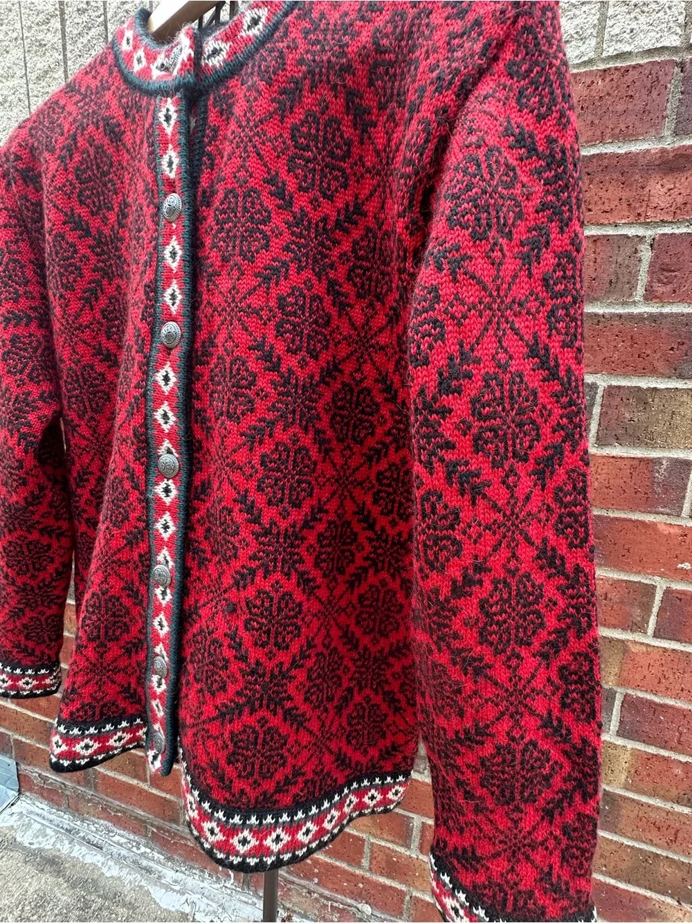 L.L. Bean Sweater 100% Merino Wool Cardigan Nordic Fair Isle Cabin Core Heritage